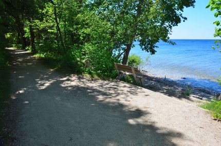 Bench between the Sunset Trail and the lake