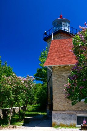 Back of lighthouse and the light