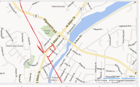 Map of Prairie Trail detour in Algonquin