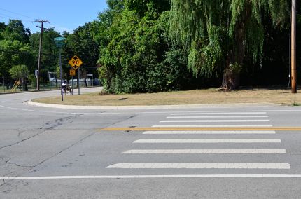 Crossing Algonquin Road on Des Plains Trail