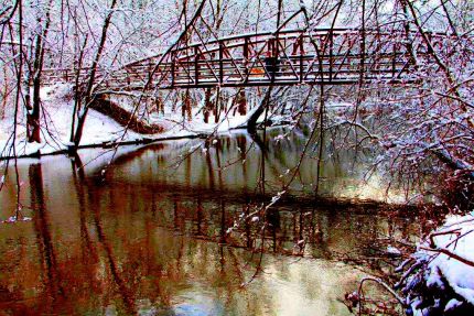 Winter Bridge scene from Des Plaines River Trail