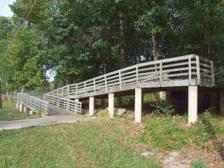 Switch back bridge on bike path