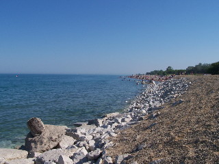 Rocky shore on Illinois State Beach bike ride