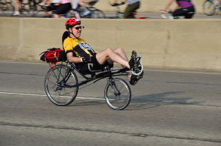 Short base Recumbent on Bike The Drive