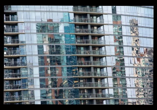 Artistic view of Chicago River buildings