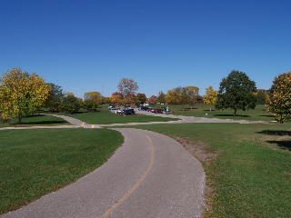 Forest preserve entrances along the Busse Woods bike trail