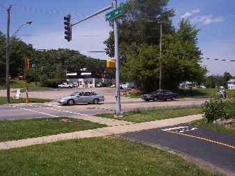 The biike trail crossing at Route 31 in Algonquin