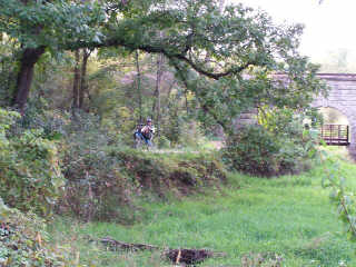 Recumbent Rider on Fox River Trail by Tunnel