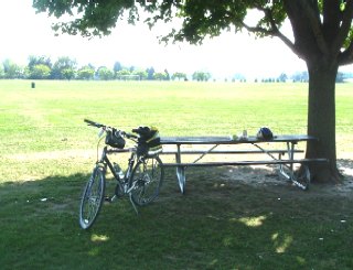 Finally! Lunchtime at an empty soccer field